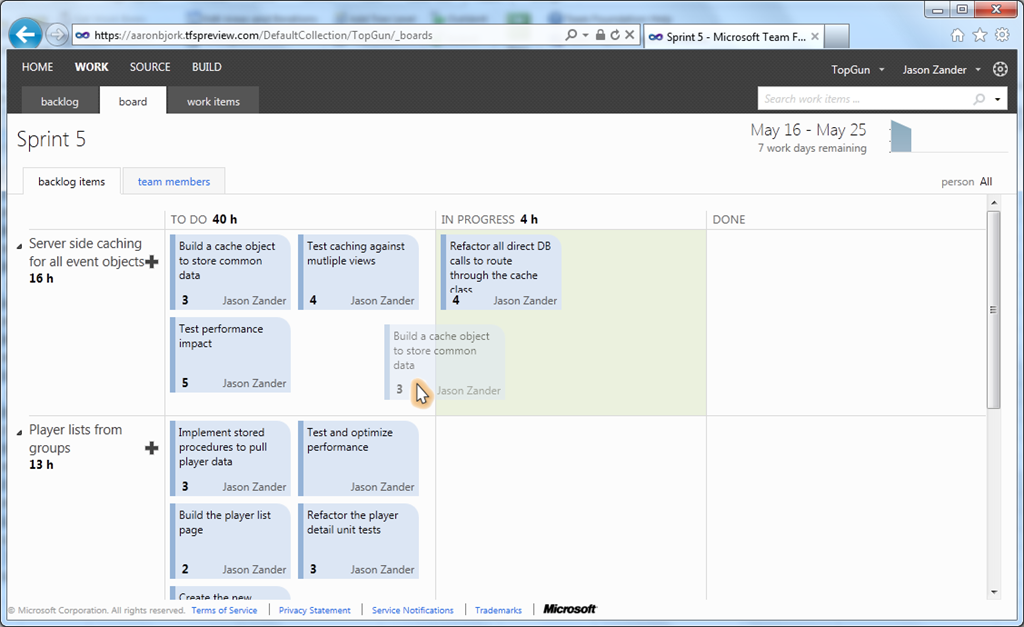 taskboard tfs